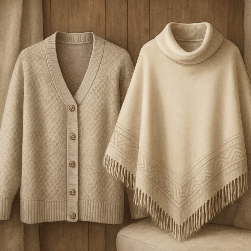 Скромные кардиганы и пончо